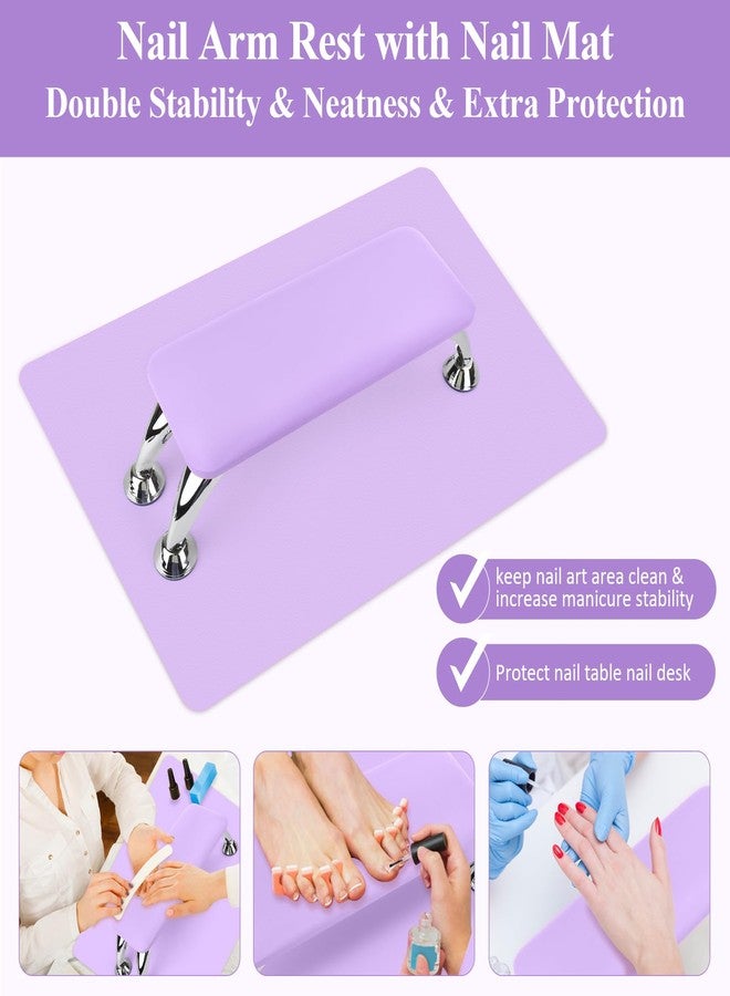 LIONVISON Nail Arm Rest for Acrylic Nails with Nail Table Mat, Microfiber Leather Nail Hand Rest Cushion for Nails, Soft Hand Pillow Footstool with Foldable Nail Art Hand Rest Pad for Nail Tech Use (Purple) - Image 5